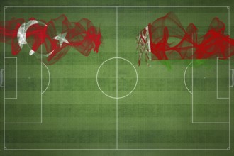 Turkey vs Belarus Soccer Match, national colors, national flags, soccer field, football game,