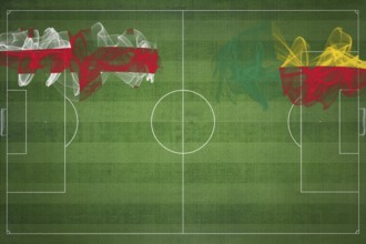 Georgia vs Benin Soccer Match, national colors, national flags, soccer field, football game,