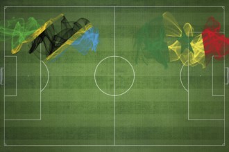 Tanzania vs Senegal Soccer Match, national colors, national flags, soccer field, football game,