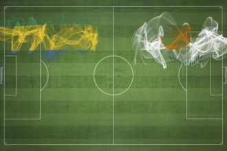 Gabon vs Cyprus Soccer Match, national colors, national flags, soccer field, football game,