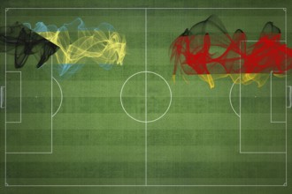 Bahamas vs Germany Soccer Match, national colors, national flags, soccer field, football game,