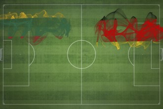 Lithuania vs Germany Soccer Match, national colors, national flags, soccer field, football game,