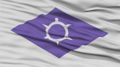Closeup of Kofu Flag, Capital of Japan Prefecture, Waving in the Wind, High Resolution