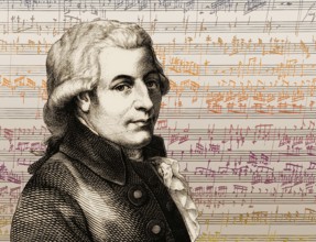 Wolfgang Amadeus Mozart, 1756 – 1791, composer of classical music, First Viennese School, notesheet