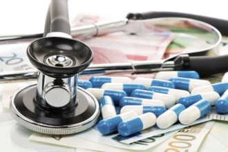 Banknotes with stethoscope