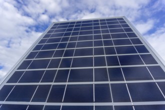 Solar panel in sunlight on sky background