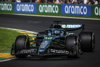 Lance Stroll of Canada drives the Aston Martin Aramco F1 Team AMR25 during third practice in the