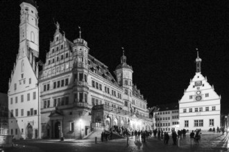 Market square with new town hall and council drinking parlour, Rothenburg ob der Tauber, district