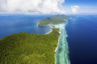 Aerial view of Mansuar and Kri, Raja Ampat, West Papua, Indonesia