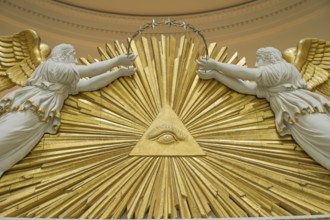 Decorative element, eye, symbolic photo of divinity, grave chapel on Württemberg, Stuttgart,