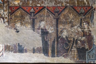 Adoration of the three wise men, altar frontal of Santa Maria de Iguacel, XIII century, tempera