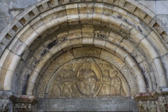 Tympanum with effigy of Christ in Majesty in his mandorla and the four evangelists, basilica