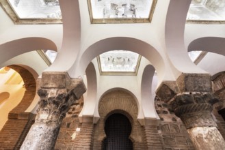 Toledo, Spain, December 16, 2018: Interior of the Mosque of Cristo de la Luz, Toledo, Castilla la