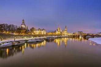 Dresden historic skyline in the old town in winter