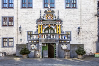 Facade of the town hall, Weserrenaissance, Hannoversch Münden, Lower Saxony, Germany