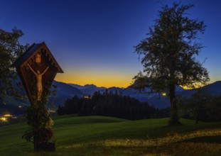 Mountain landscape in the alps of Austria during sunset