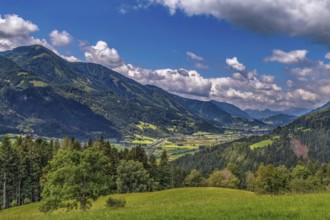 Landscape of valley in Alps mountains in central Styria, Austria