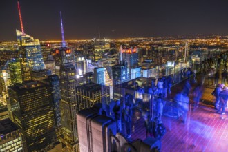 Rockefeller Center Observation Deck of the people and the night view. Shooting Location: New York,