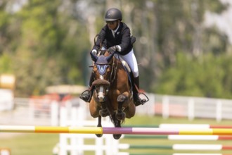 Sameh el Dahan of Great Britain, riding WKD Toronto, compete in the 1.60m Grand Prix during The