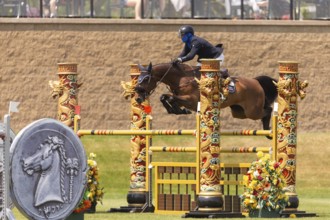 Conor Swail, from Ireland and riding Casturano, compete in the 1.60m Grand Prix during The