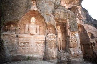 Statue of jain tirthankaras in gwalior fort, Madhya Pradesh, India