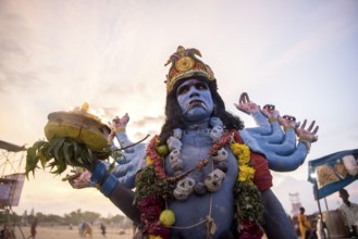 Woman dress as Hindu Goddess Kali, Tamil Nadu, India, Asia