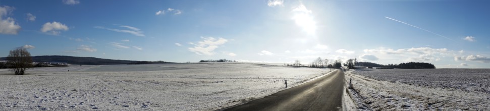 Beautiful winter landscape in Germany, Central Hesse