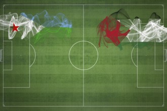 Djibouti vs Palestine Soccer Match, national colors, national flags, soccer field, football game,