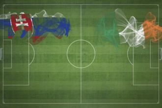 Slovakia vs Ireland Soccer Match, national colors, national flags, soccer field, football game,