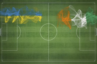 Rwanda vs Ivory Coast Soccer Match, national colors, national flags, soccer field, football game,