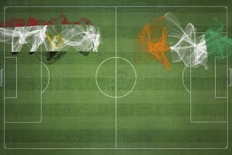 Egypt vs Ivory Coast Soccer Match, national colors, national flags, soccer field, football game,