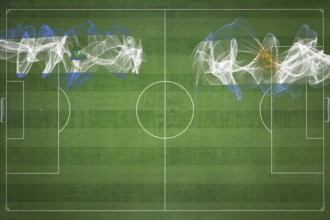 Nicaragua vs Argentina Soccer Match, national colors, national flags, soccer field, football game,