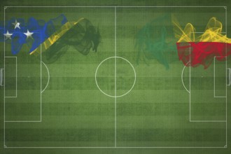 Solomon Islands vs Benin Soccer Match, national colors, national flags, soccer field, football