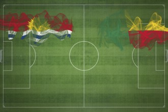 Kiribati vs Benin Soccer Match, national colors, national flags, soccer field, football game,