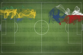 Gabon vs Czech Republic Soccer Match, national colors, national flags, soccer field, football game,