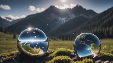 World globe cystal glass. Environmental conservation World environment day. Global business for
