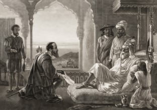 Vasco da Gama presenting a letter from the King of Portugal to the Samudrin von Calicut, Kozhikode,