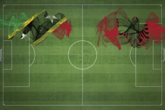 Saint Kitts and Nevis vs Albania Soccer Match, national colors, national flags, soccer field,