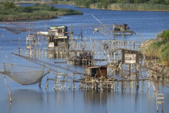Traditional fishing nets, Old Fish trap at laguna in Ulcinj in Montenegro