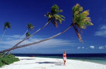 Woman on sandy beach, Indonesia, Wakatobi Dive Resort, Sulawesi, Indian Ocean, Banda Sea