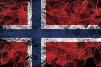 Norway Smoke Flag on Black Background, Norway flag