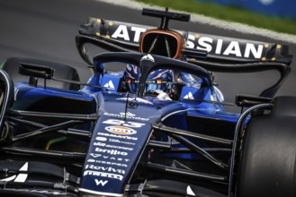 Alexander Albon of Thailand drives the Atlassian Williams Racing FW47 during third practice in the