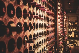 Row of wine racks. Shooting Location: Toronto