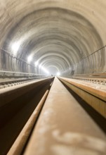 The railroad of the subway during the final steps of the tunnel construction