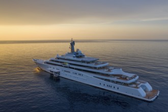 Aerial view 162, 5 metre long motor yacht ECLIPSE, delivered in 2010 by the Hamburg shipyard Blohm