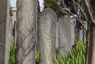 A picture of the tombstones on the cemetery of the Suleymaniye Mosque