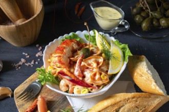 Lobster crab salad with noodles