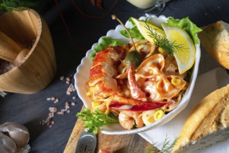 Lobster crab salad with noodles