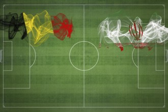 Belgium vs Iran Soccer Match, national colors, national flags, soccer field, football game,