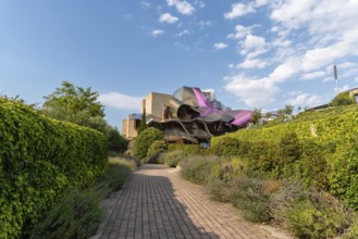 Elciego, Spain, 6 August 2020: Winery of Marques de Riscal in Alava, Basque Country. The futuristic